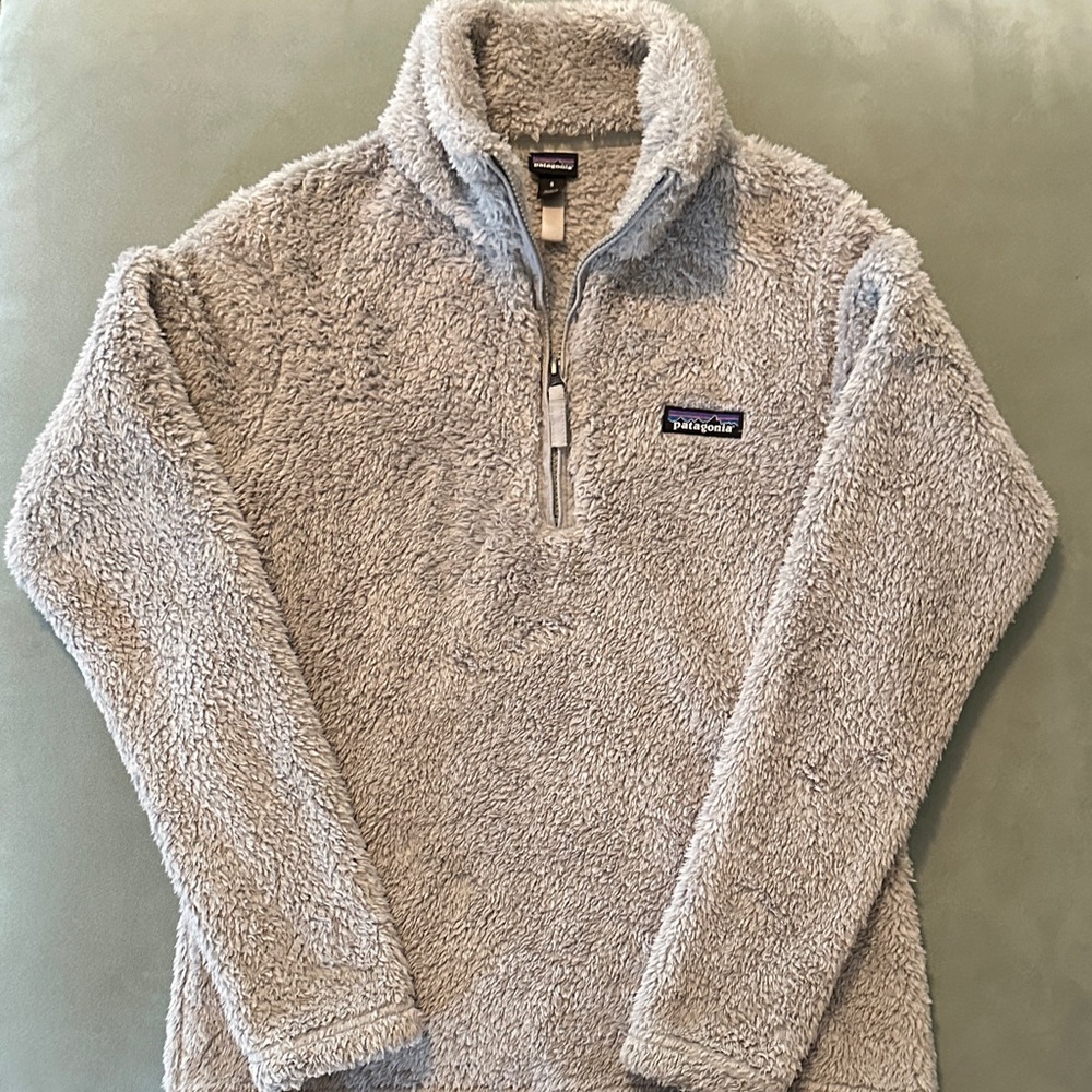 Patagonia Light Gray Sherpa Fleece Jacket Women’s S